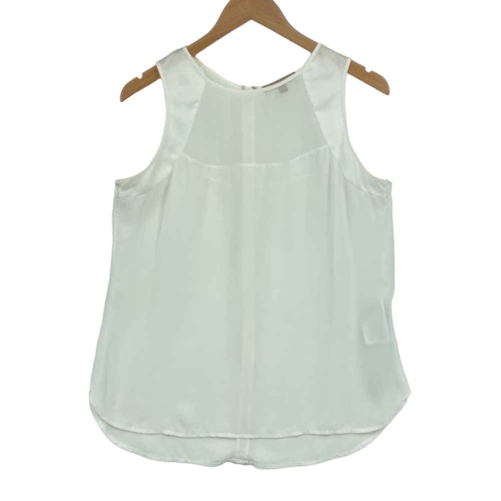 Banana Republic Tank Top Womens Medium White Sleeveless Round Neck Back Zipper